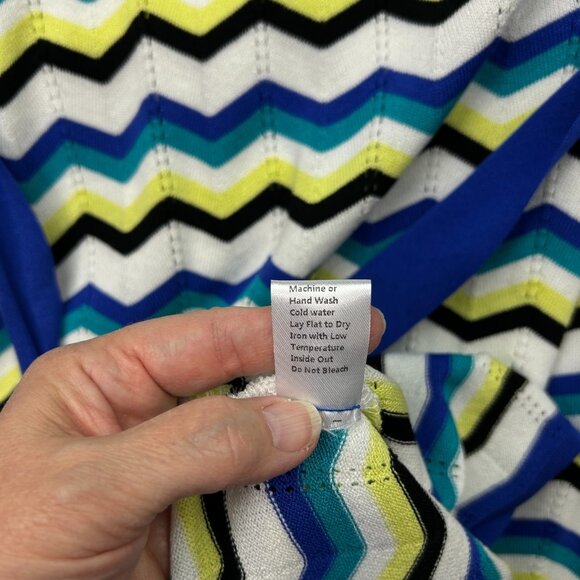 Ming Wang One Shoulder Column Maxi Dress Women's Size XS Chevron Knit NWT - Picture 8 of 13